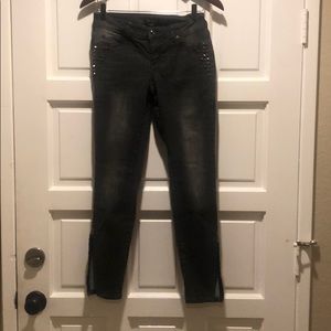 Bebe studded jeans with zipper leg